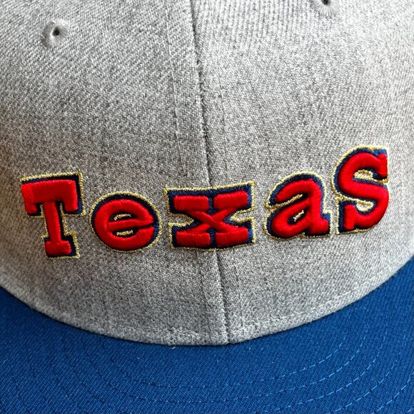 MITCHELL & NESS MLB TEXAS RANGERS RETRO ARLINGTON STADIUM 7 3/8 FITTED HAT NEW - Picture 2 of 5